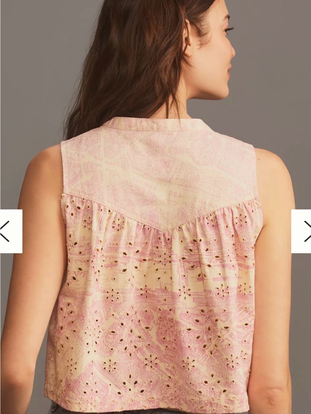 En Saison Adra Top. Size M. Pink and Cream Eyelet Button-Front Sleeveless Top - Picture 2 of 5